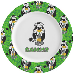 Cow Golfer Ceramic Dinner Plates (Set of 4) (Personalized)
