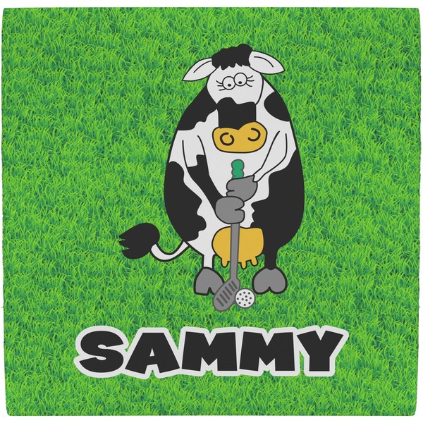 Custom Cow Golfer Ceramic Tile Hot Pad (Personalized)