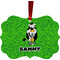 Cow Golfer Metal Frame Ornament - Double Sided w/ Name or Text
