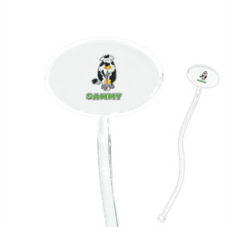 Cow Golfer 7" Oval Plastic Stir Sticks - Clear (Personalized)