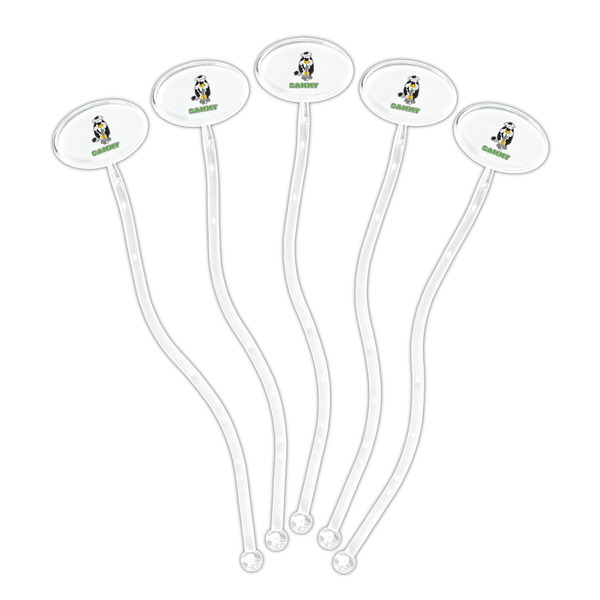 Cow Golfer Clear Plastic 7" Stir Stick - Oval - Fan