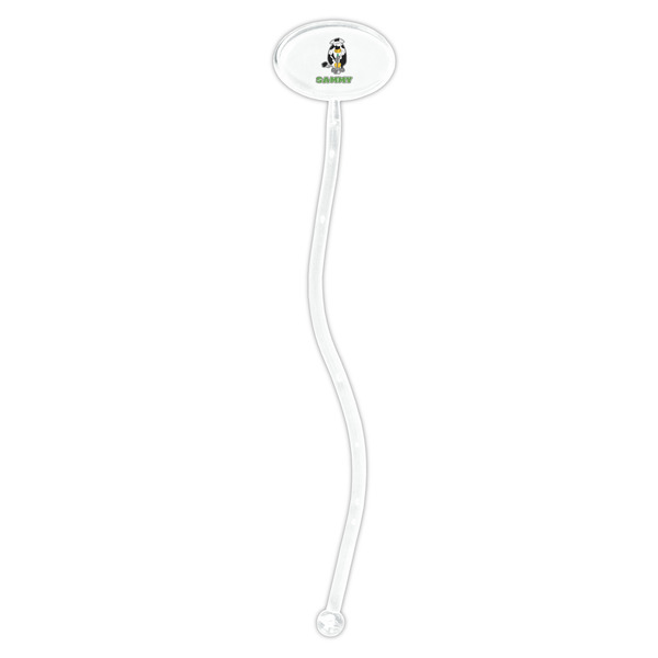 Cow Golfer Clear Plastic 7" Stir Stick - Oval - Single Stick