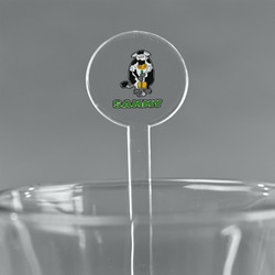 Cow Golfer 7" Round Plastic Stir Sticks - Clear (Personalized)