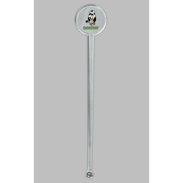Cow Golfer Clear Plastic 7" Stir Stick - Round - Single Stick