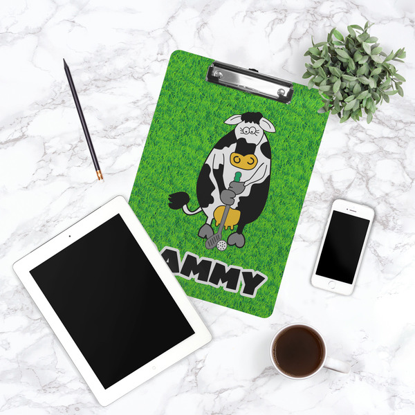 Cow Golfer Clipboard - Lifestyle Photo