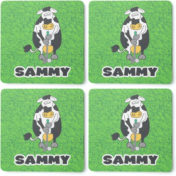 Cow Golfer Coaster Rubber Back - Apvl