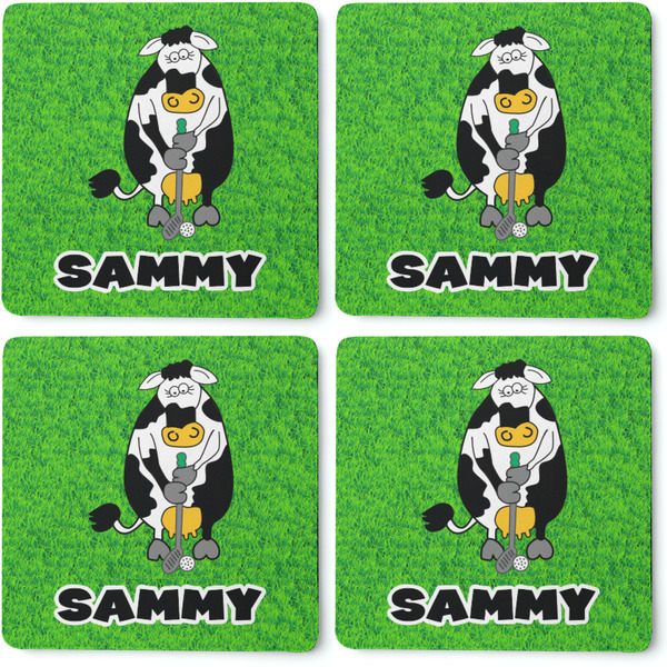 Cow Golfer Coaster Rubber Back - Apvl