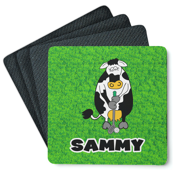 Cow Golfer Coaster Rubber Back - Main