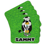 Cow Golfer Cork Coaster - Set of 4 w/ Name or Text