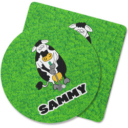 Cow Golfer Rubber Backed Coaster (Personalized)