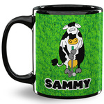 Cow Golfer 11 Oz Coffee Mug - Black (Personalized)