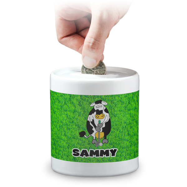 Custom Cow Golfer Coin Bank (Personalized)