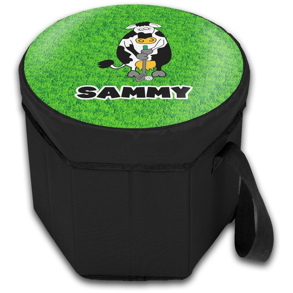 Cow Golfer Collapsible Personalized Cooler & Seat (Closed)