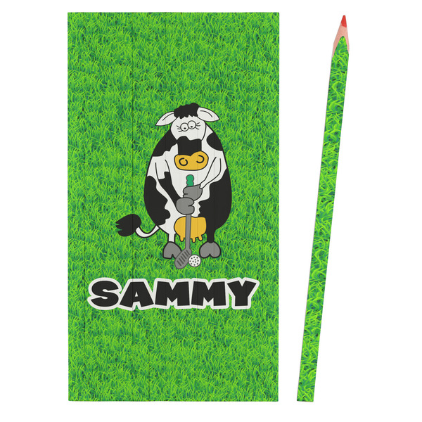 Cow Golfer Colored Pencils - Front View