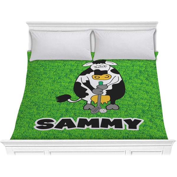 Custom Cow Golfer Comforter - King (Personalized)