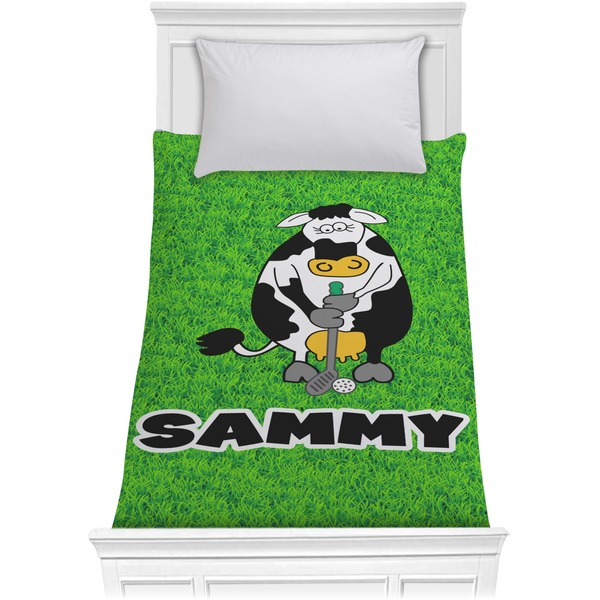 Custom Cow Golfer Comforter - Twin (Personalized)