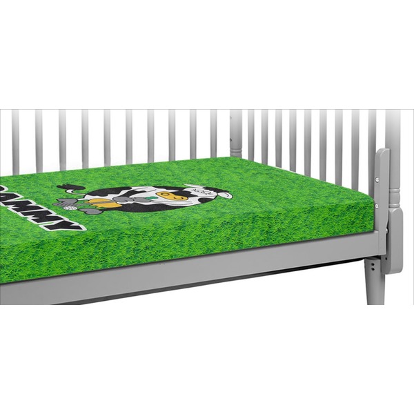 Custom Cow Golfer Crib Fitted Sheet (Personalized)