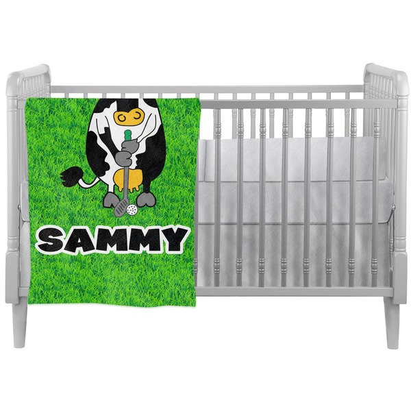 Custom Cow Golfer Crib Comforter / Quilt (Personalized)