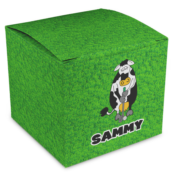 Custom Cow Golfer Cube Favor Gift Boxes (Personalized)