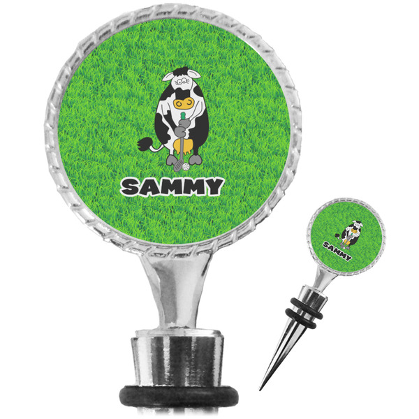 Custom Cow Golfer Wine Bottle Stopper (Personalized)
