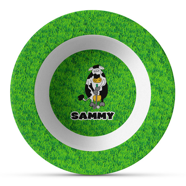 Custom Cow Golfer Plastic Bowl - Microwave Safe - Composite Polymer (Personalized)