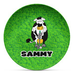 Cow Golfer Microwave Safe Plastic Plate - Composite Polymer (Personalized)