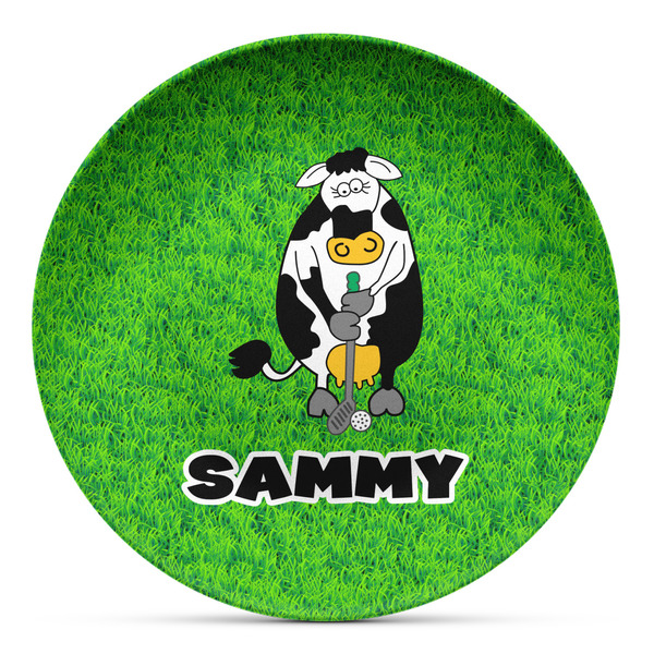 Custom Cow Golfer Microwave Safe Plastic Plate - Composite Polymer (Personalized)