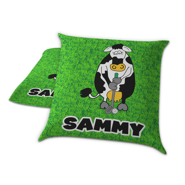 Cow Golfer Decorative Pillow Case - TWO