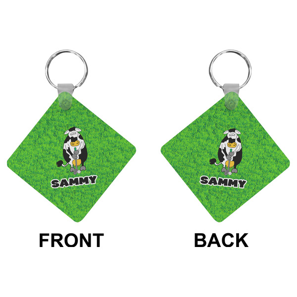 Cow Golfer Diamond Keychain (Front + Back)