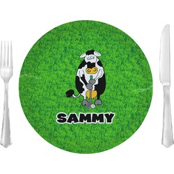 Cow Golfer Glass Lunch / Dinner Plate 10" (Personalized)