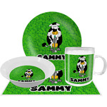 Cow Golfer Dinner Set - Single 4 Pc Setting w/ Name or Text