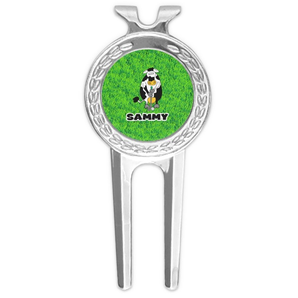 Custom Cow Golfer Golf Divot Tool & Ball Marker (Personalized)