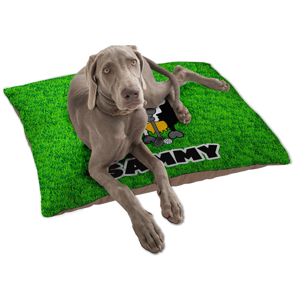 Custom Cow Golfer Dog Bed - Large w/ Name or Text