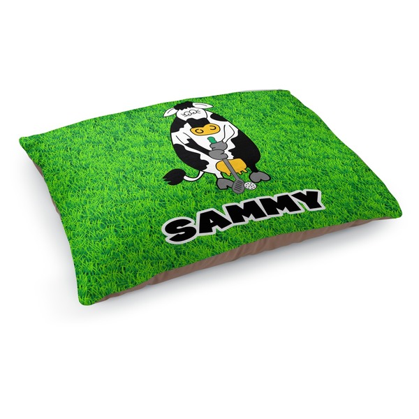 Custom Cow Golfer Dog Bed - Medium w/ Name or Text