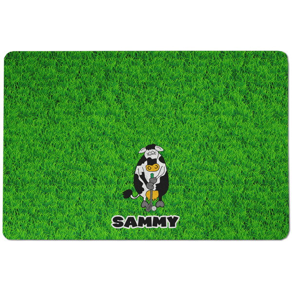 Custom Cow Golfer Dog Food Mat w/ Name or Text