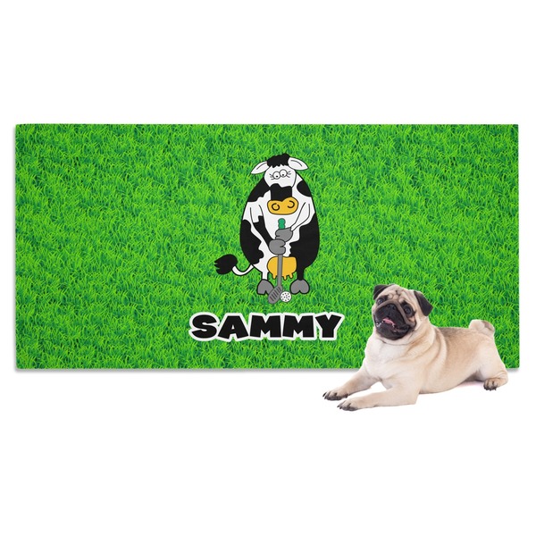 Custom Cow Golfer Dog Towel (Personalized)