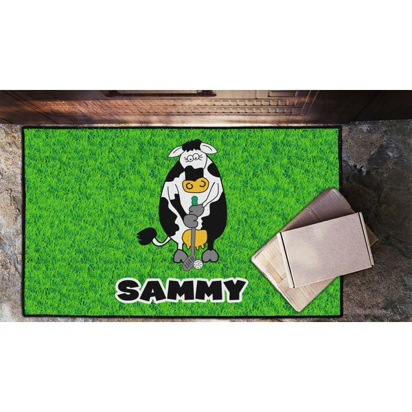 Cow Golfer Door Mat - LIFESTYLE (Lrg)