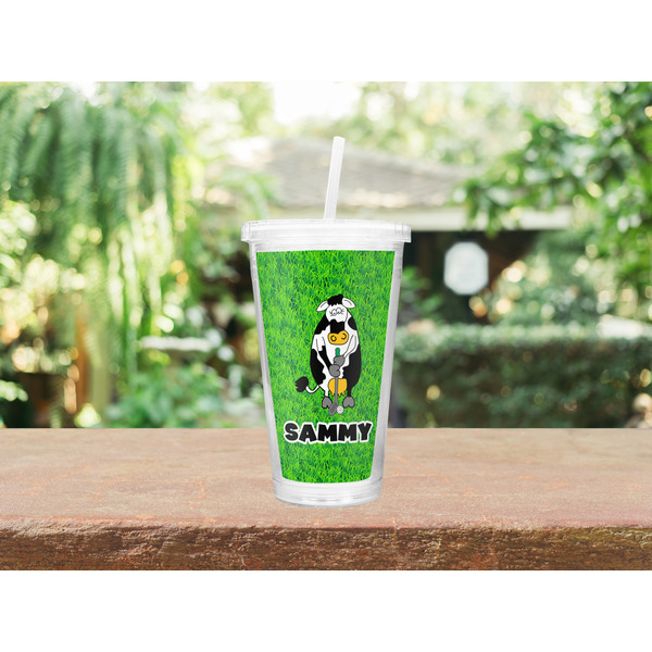 Cow Golfer Double Wall Tumbler with Straw Lifestyle