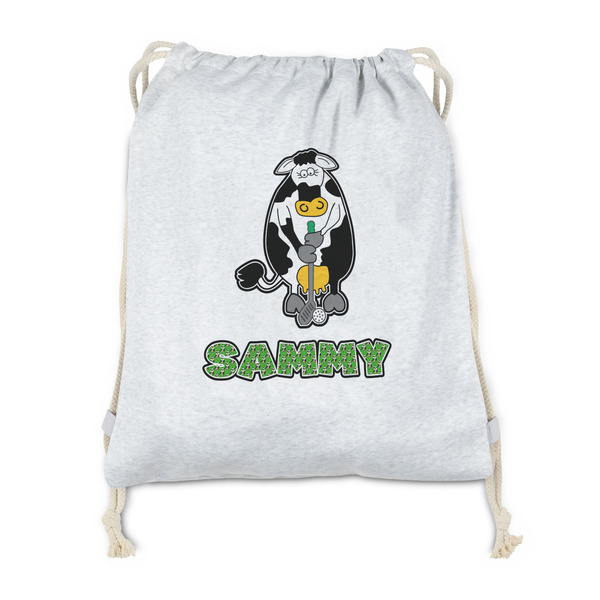 Custom Cow Golfer Drawstring Backpack - Sweatshirt Fleece - Double Sided (Personalized)