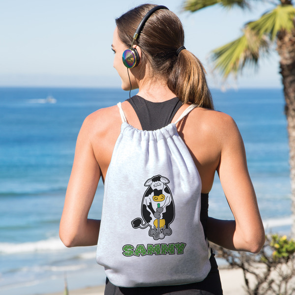 Cow Golfer Drawstring Backpacks - Sweatshirt Fleece - Single Sided - LIFESTYLE