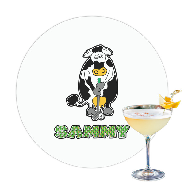 Custom Cow Golfer Printed Drink Topper (Personalized)
