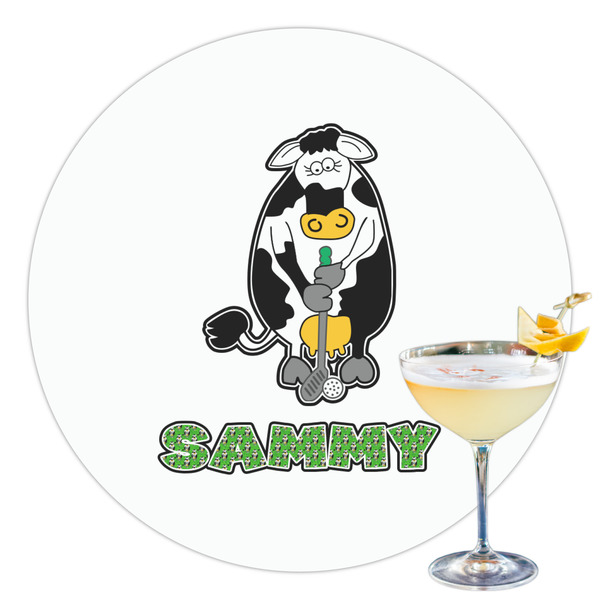 Custom Cow Golfer Printed Drink Topper - 3.5" (Personalized)