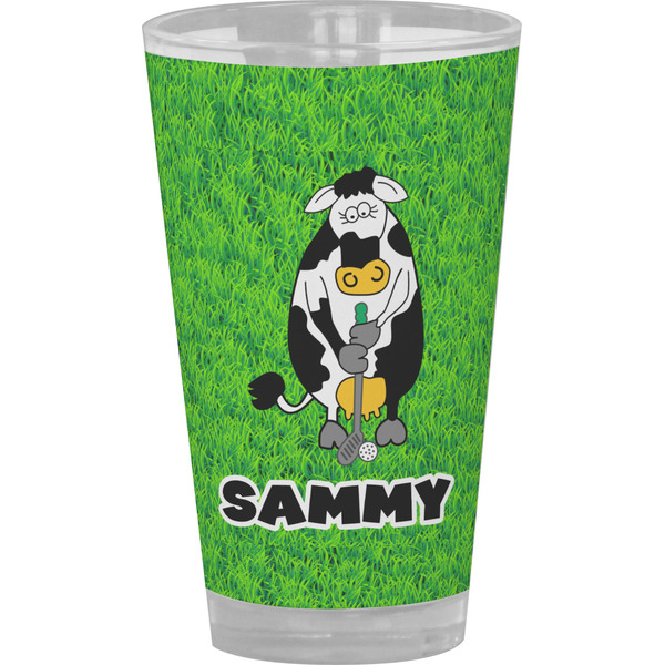 Custom Cow Golfer Pint Glass - Full Color (Personalized)