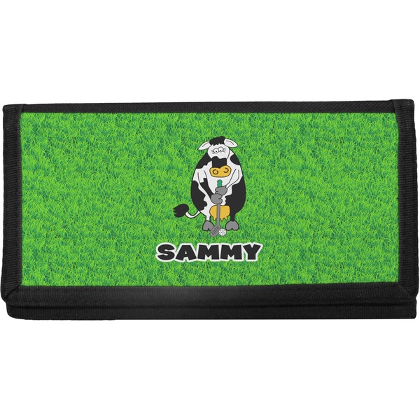 Custom Cow Golfer Canvas Checkbook Cover (Personalized)