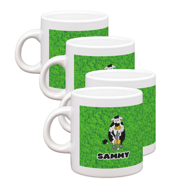 Custom Cow Golfer Single Shot Espresso Cups - Set of 4 (Personalized)
