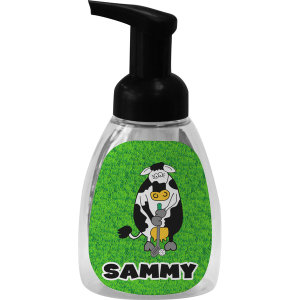 Custom Cow Golfer Foam Soap Bottle - Black (Personalized)