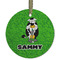 Cow Golfer Frosted Glass Ornament - Round