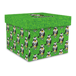 Cow Golfer Gift Box with Lid - Canvas Wrapped - Large (Personalized)