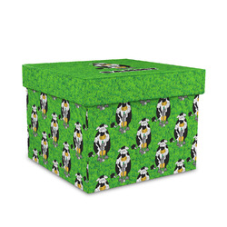 Cow Golfer Gift Box with Lid - Canvas Wrapped - Medium (Personalized)