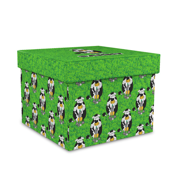 Custom Cow Golfer Gift Box with Lid - Canvas Wrapped - Medium (Personalized)